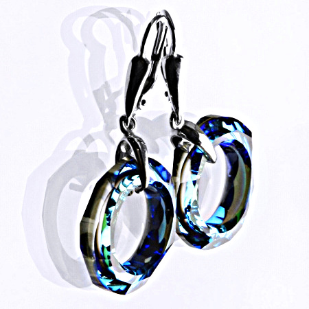 Stříbrné náušnice se Swarovski krystaly, Cosmic ring brmuda blue, NK 1313/27 