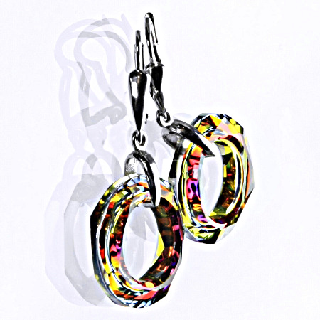 Stříbrné náušnice se Swarovski krystaly volcano 20 mm, NK 1313/27 