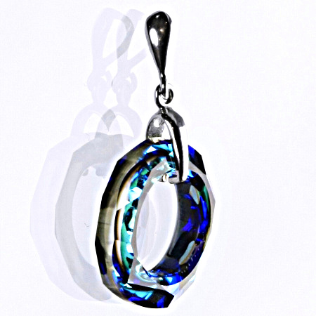 Stříbrný přívěšek se Swarovski krystalem Cosmic ring bermuda blue 20 mm, P 1313 