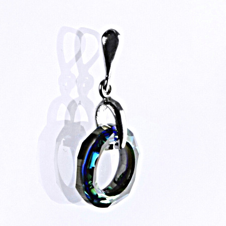 Stříbrný přívěšek se Swarovski krystalem Cosmic ring bermuda blue 14 mm, P 1313