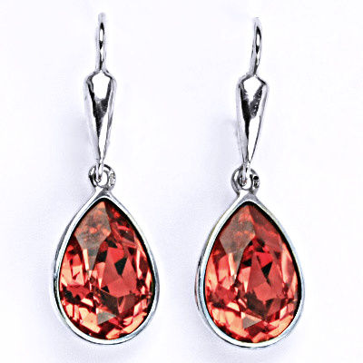 Stříbrné náušnice se Swarovski krystalem padparadscha,slza, NK 1395/20