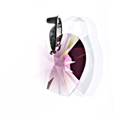 Stříbrný přívěšek srdce se Swarovski krystalem fuchsia