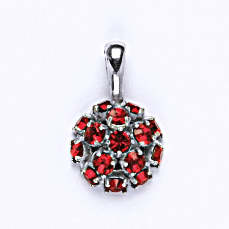 Stříbrný přívěšek se Swarovski krystaly light siam,půlkoule,P 1337