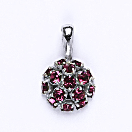 Stříbrný přívěšek se Swarovski krystaly fuchsie,půlkoule,P 1337