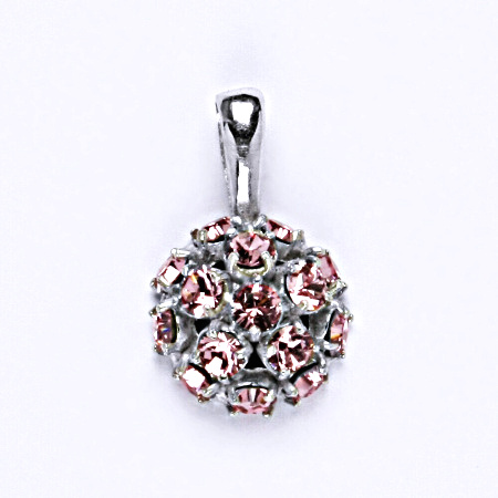 Stříbrný přívěšek se Swarovski krystaly light rose,půlkoule,P 1337