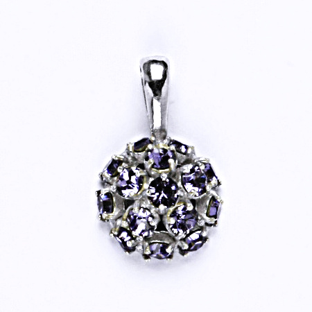 Stříbrný přívěšek se Swarovski krystaly tanzanit,půlkoule,P 1337