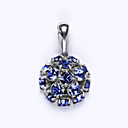 Stříbrný přívěšek se Swarovski krystaly saphire ,půlkoule,P 1337 