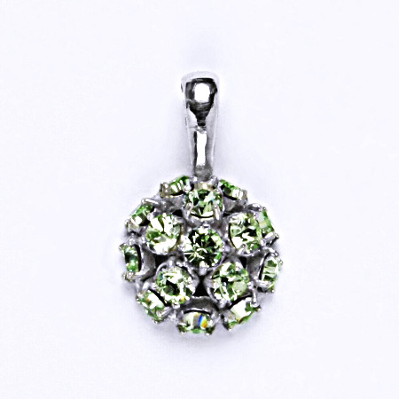 Stříbrný přívěšek se Swarovski krystaly chryzolit ,půlkoule,P 1337 