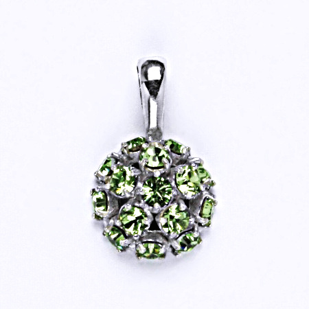Stříbrný přívěšek se Swarovski krystaly peridot ,půlkoule,P 1337 