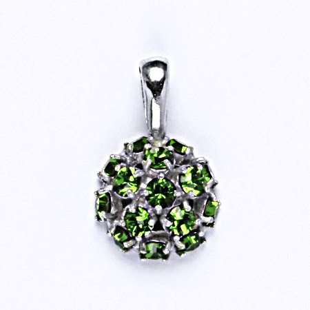Stříbrný přívěšek se Swarovski krystaly fern greent ,půlkoule,P 1337 