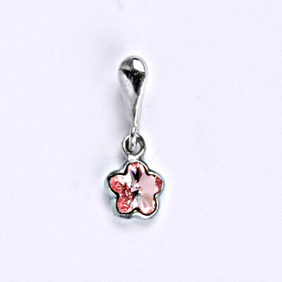 Stříbrný přívěšek se Swarovski krystalem light rose, kytička 6 mm, P 1297/22