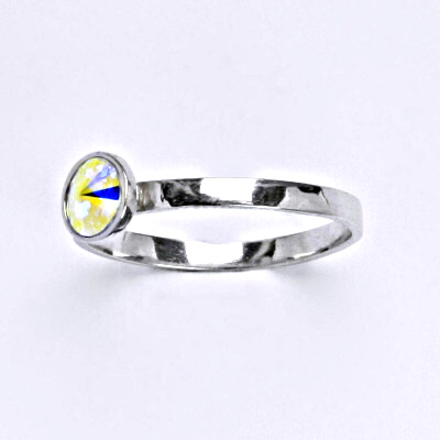 Stříbrný prsten se Swarovski AB krystalem, T 1336