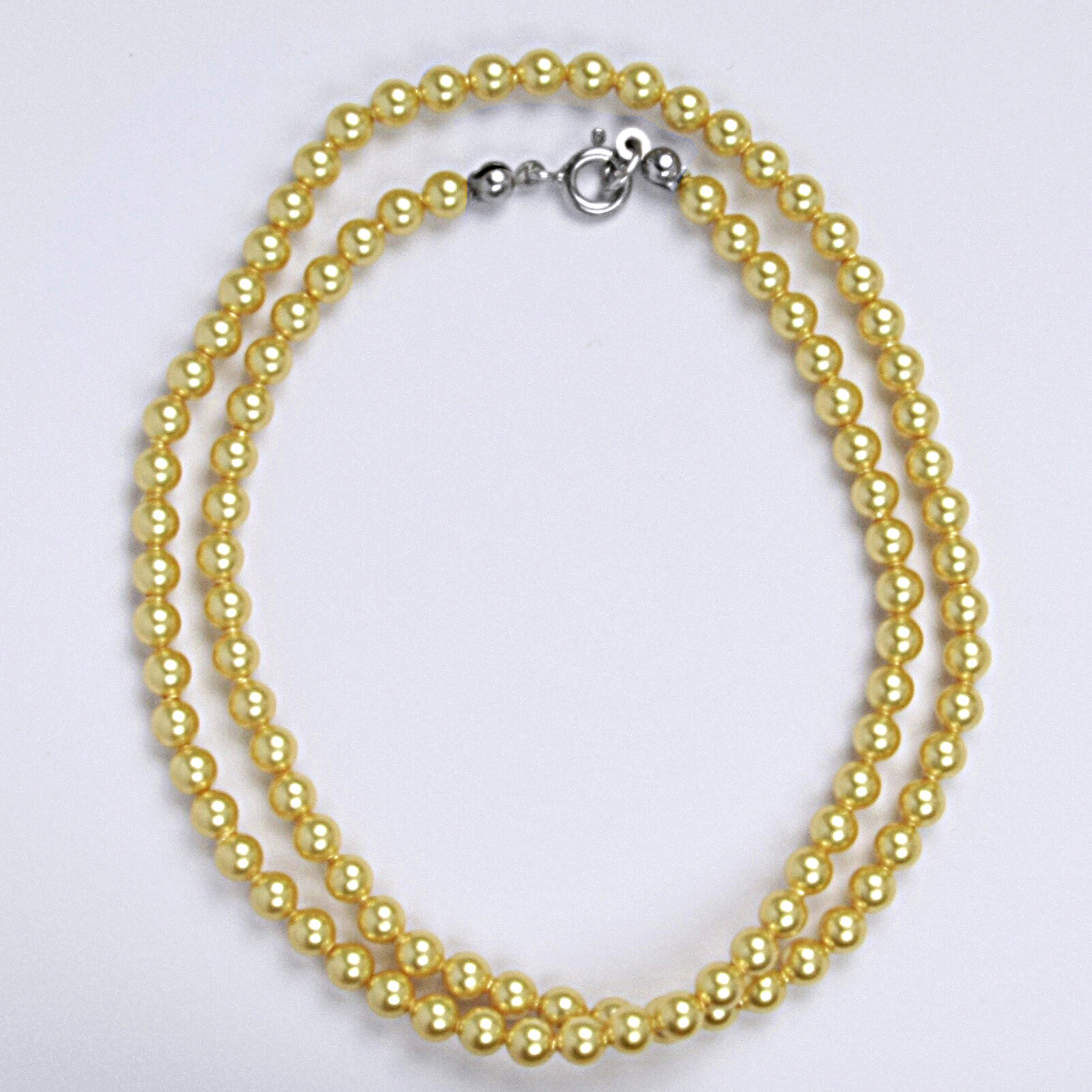 Náhrdelník, Swarovski perly gold, stříbro, 45 cm