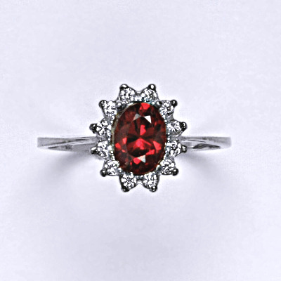 Stříbrný prsten Kate, oranžový zirkon, čiré zirkony, T 1480 