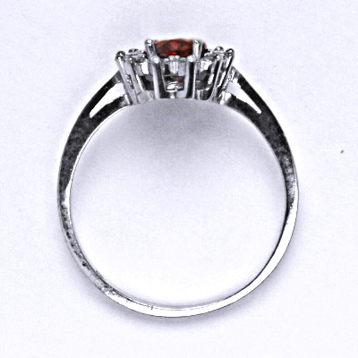 Stříbrný prsten Kate, oranžový zirkon, čiré zirkony, T 1480 