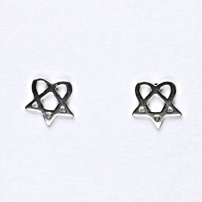 Stříbrné náušnice na šroubek, Heartagram, náušnice ze stříbra, NŠ 249