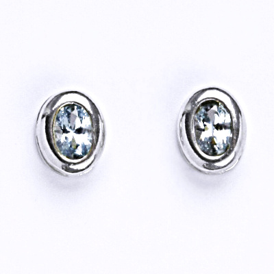 Stříbrné náušnice s akvamarínem, náušnice ze stříbra  NŠ 1053 A