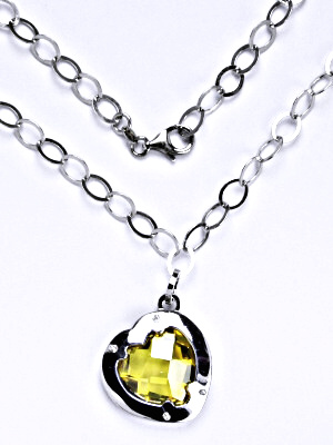 Stříbrný náhrdelník se syntetickým zirkonem yellow, srdce