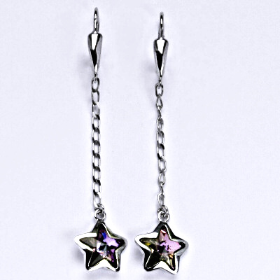 Stříbrné náušnice se Swarovski krystalem vitrail light, hvězda, NK 1325/1/20