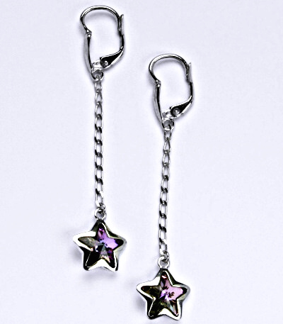 Stříbrné náušnice se Swarovski krystalem vitrail light, hvězda, NK 1325/1/20