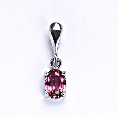 Stříbrný přívěsek se syntetickým zirkonem fuchsia 7x5 mm, P 1246/22