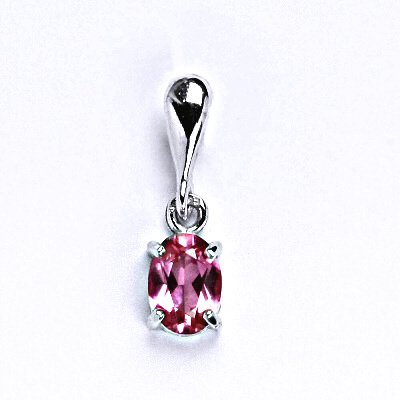 Stříbrný přívěsek se syntetickým růžovým zirkonem 7x5 mm, P 1246/22