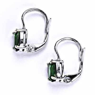 Stříbrné náušnice na patent se syntetickým zirkonem emerald 7x5 mm, NK 1246