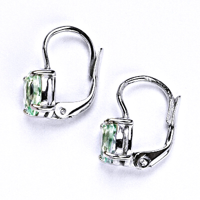 Stříbrné náušnice na patent se zirkonem peridot 7x5 mm, NK 1246