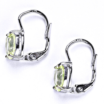 Stříbrné náušnice na patent se zirkonem chryzolit 8x6 mm, NK 1245