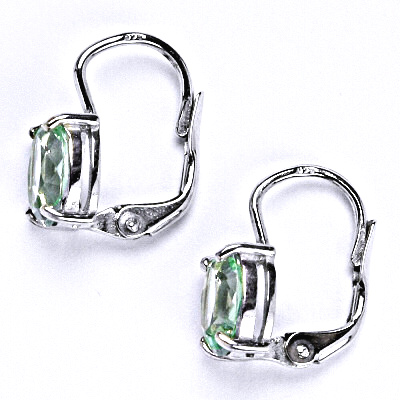 Stříbrné náušnice na patent se zirkonem peridot 8x6 mm, NK 1245