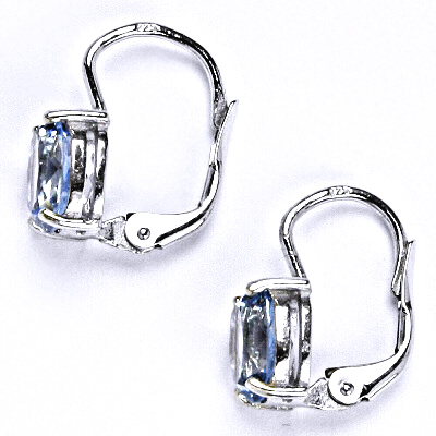 Stříbrné náušnice na patent syntetický akvamarín 8x6 mm, NK 1245