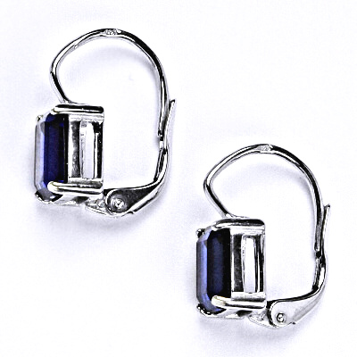 Stříbrné náušnice se syntetickým tmavě modrým zirkonem, NK 1446
