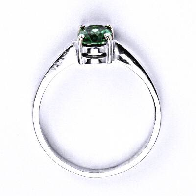 Stříbrný prsten se syntetickým zirkonem emerald 7x5 mm, T 1246