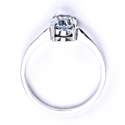 Stříbrný prsten se syntetickým akvamarínem 8x6 mm, T 1245