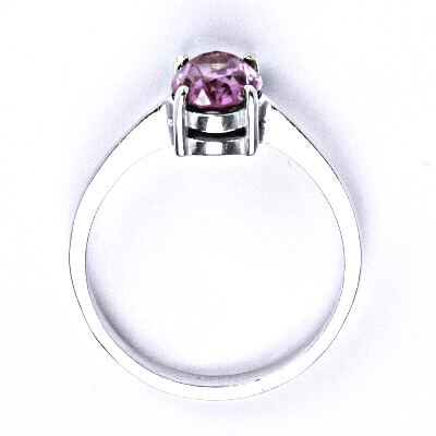 Stříbrný prsten se zirkonem fuchsia 8x6 mm, T 1245