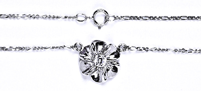 Náhrdelník stříbrný s čirými zirkony, kytička, NH 1434