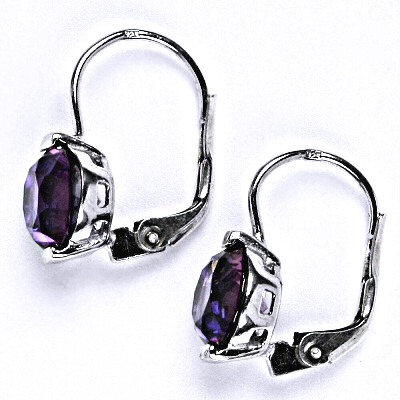 Stříbrné náušnice se syntetickým zirkonem tanzanit, náušnice ze stříbra, NK 1461