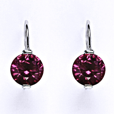 Stříbrné náušnice se syntetickým zirkonem fuchsia, náušnice ze stříbra, NK 1461