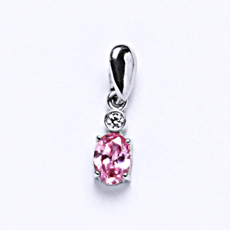 Stříbrný přívěšek s růžovým zirkonem,přívěšek ze stříbra, šperk VP109 BZ+ovál pink
