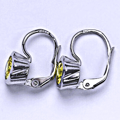 Elegantní stříbrné náušnice s yelow zirkonem, kytička NK 1271 