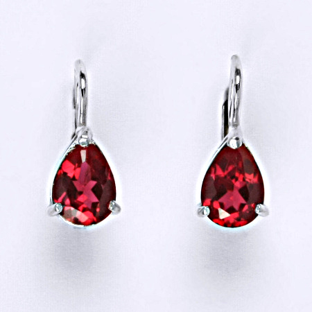 Stříbrné náušnice se syntetickým zirkonem rubín 8 x 6 mm, NK 1361