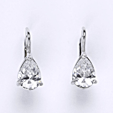 Stříbrné náušnice s čirým syntetickým zirkonem 8 x 6 mm, NK 1361