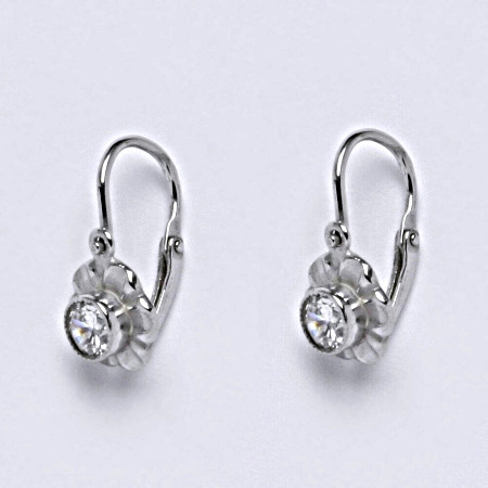 Dětské náušnice s čirým zirkonem, stříbro, kytička NK 1381