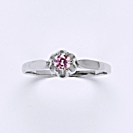 Stříbrný prsten s růžovým zirkonem T 1368 