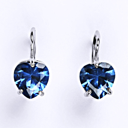Stříbrné náušnice s akvamarínem, srdce 8x8mm, NK 1358 
